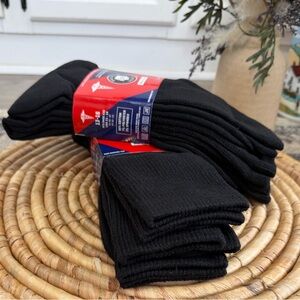 New Men’s Diabetic Black Medical Crew Socks 6 Pairs Big & Tall Cotton Nonbinding